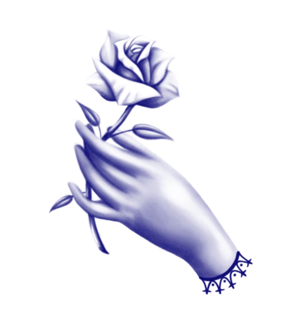 Rose w hand and ornament 