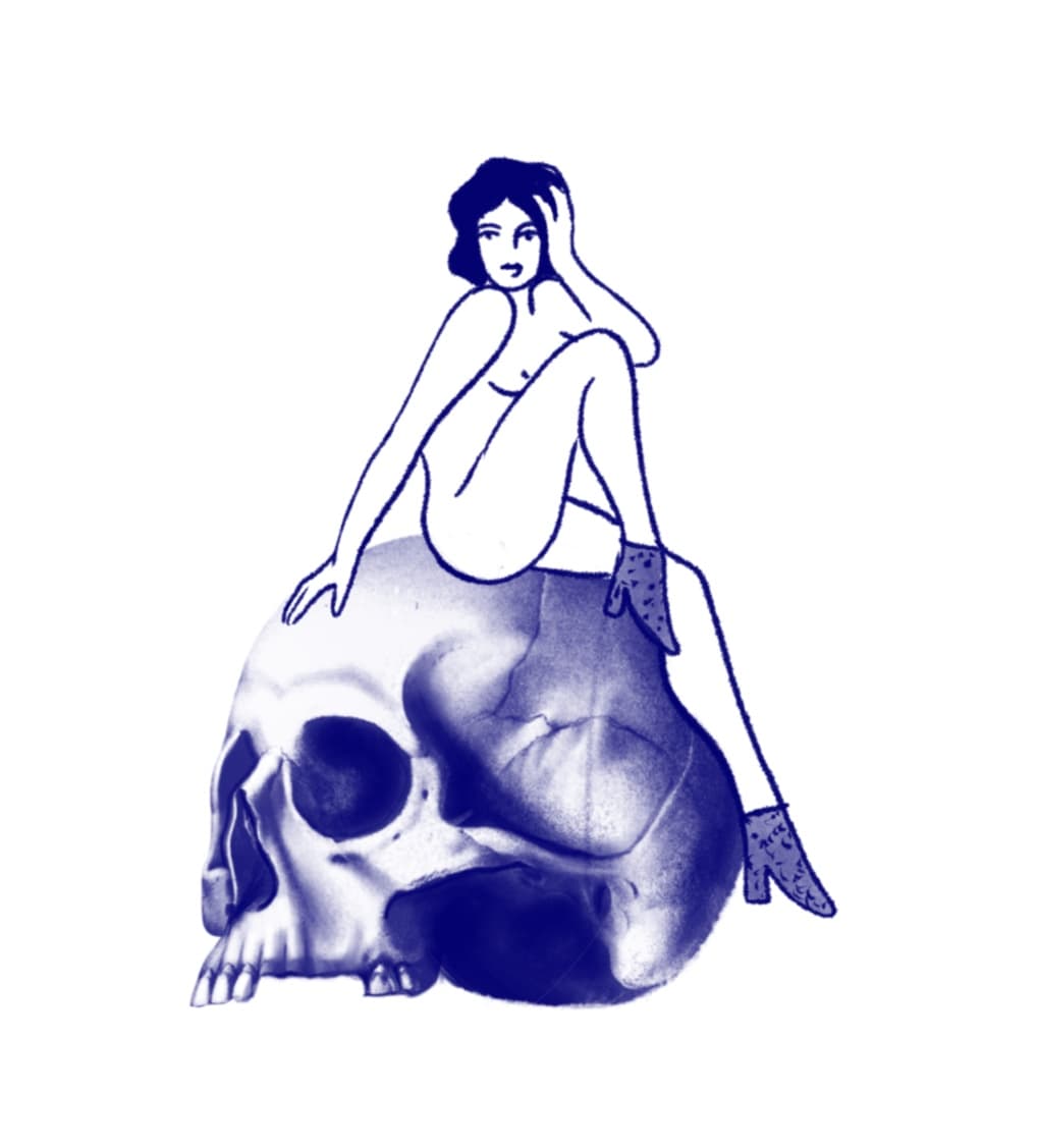 Lady on skull 